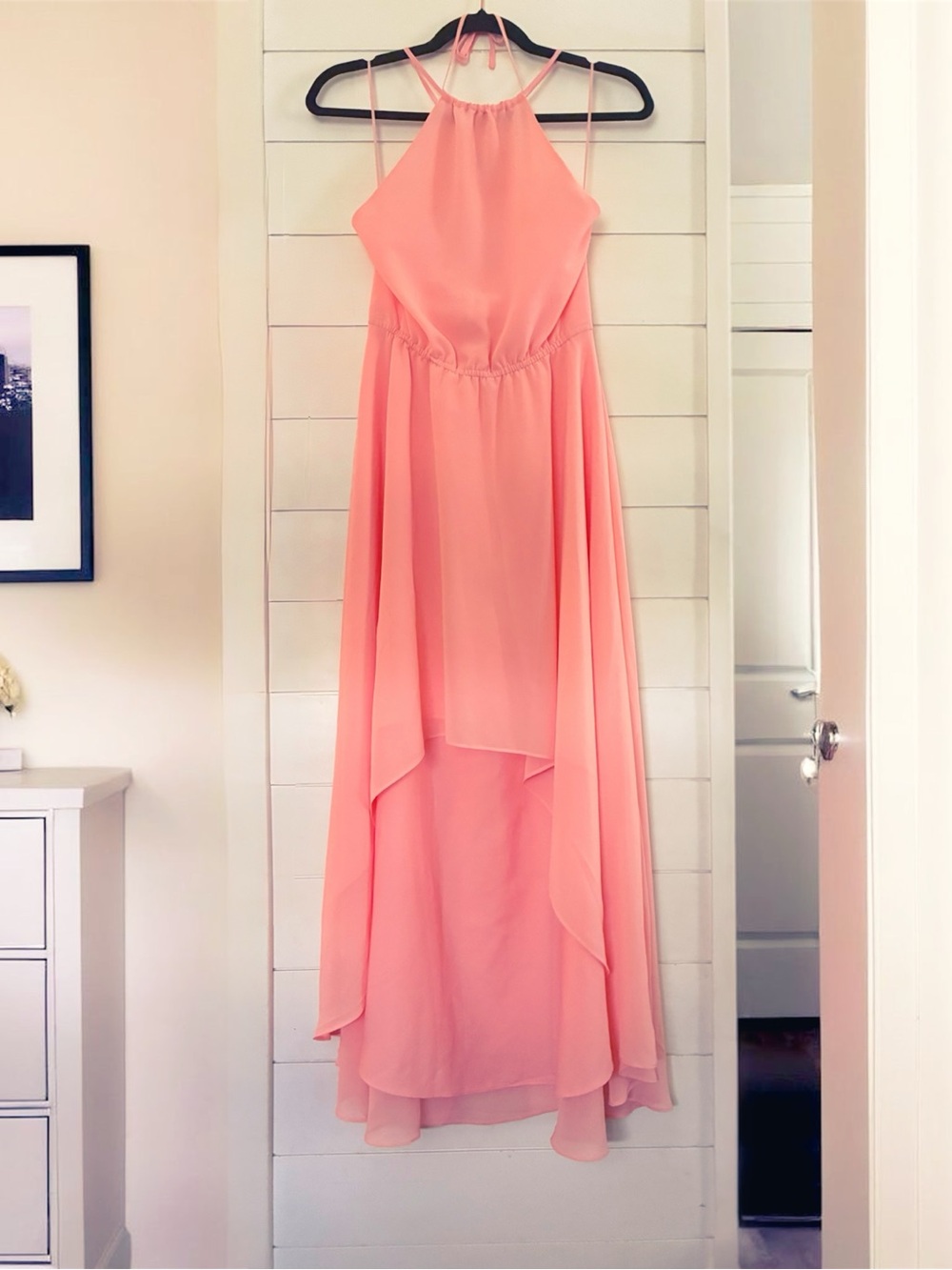 Haute Hippie Soft Pink Magnolia Chiffon Halter Dress